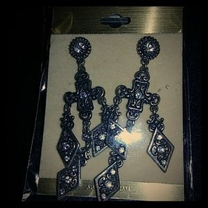 Cross Dangle Earrings Crystal